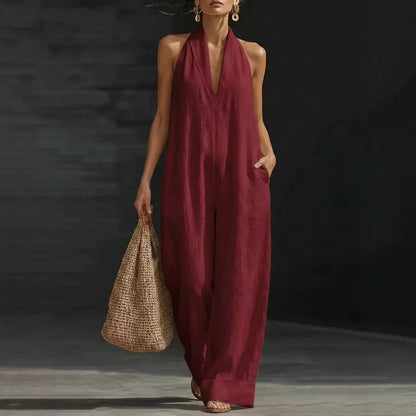 New Summer Women's Casual Solid Color V-Neck Dress