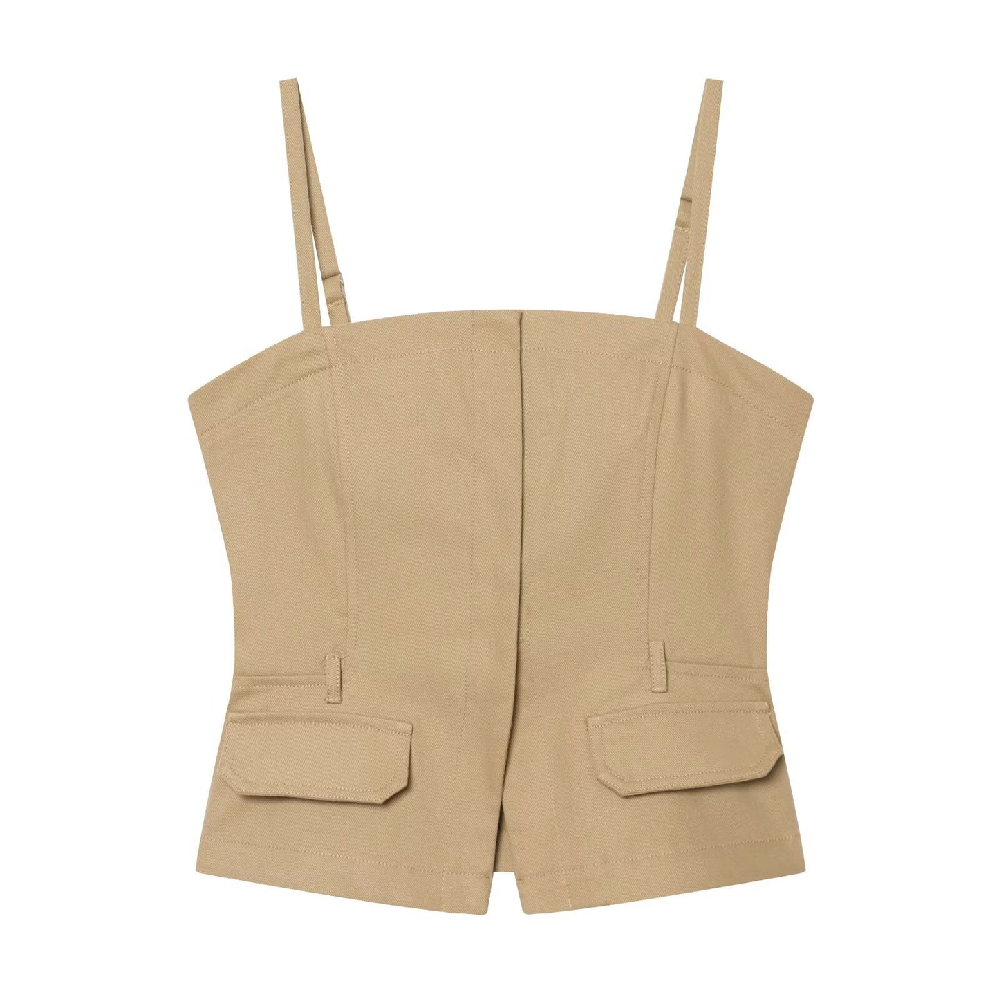 Cowboy camisole short top+pleated pants set