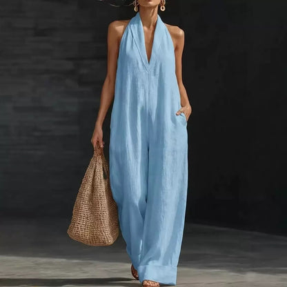 New Summer Women's Casual Solid Color V-Neck Dress