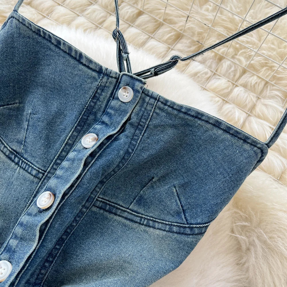 Long Dress Women Denim Dresses Sling Strapless A Line Vestidos Y2k Streetwear Sleeveless Sexy Elegant Party Night Work 2026