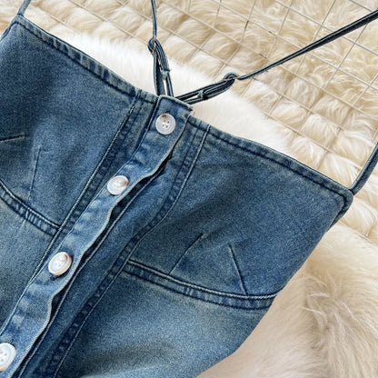 Long Dress Women Denim Dresses Sling Strapless A Line Vestidos Y2k Streetwear Sleeveless Sexy Elegant Party Night Work 2026