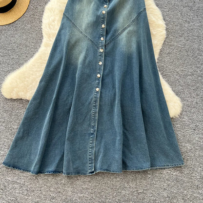 Long Dress Women Denim Dresses Sling Strapless A Line Vestidos Y2k Streetwear Sleeveless Sexy Elegant Party Night Work 2026