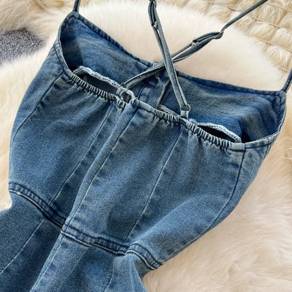 Long Dress Women Denim Dresses Sling Strapless A Line Vestidos Y2k Streetwear Sleeveless Sexy Elegant Party Night Work 2026