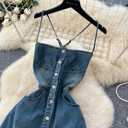Long Dress Women Denim Dresses Sling Strapless A Line Vestidos Y2k Streetwear Sleeveless Sexy Elegant Party Night Work 2026